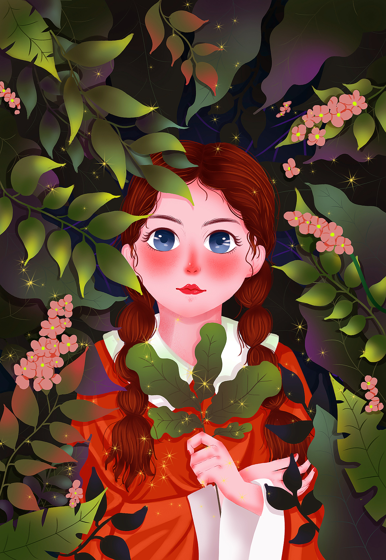 森系插画深林女孩（图ZMjUxNzc4NTAw） - 创作习作 - 站酷设计师庭外打伞原创素材 - 站酷ZCOOL