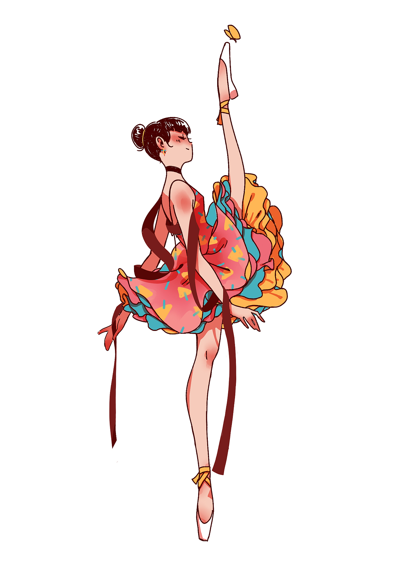 动画部分分镜设计葡萄与橙子标签插画和纸胶带少女芭蕾作品信息创作