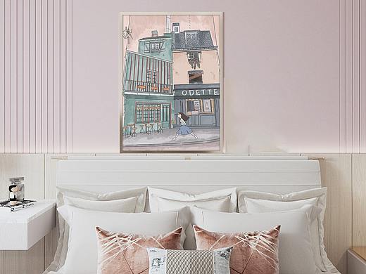 水彩风咖啡馆小店装饰画