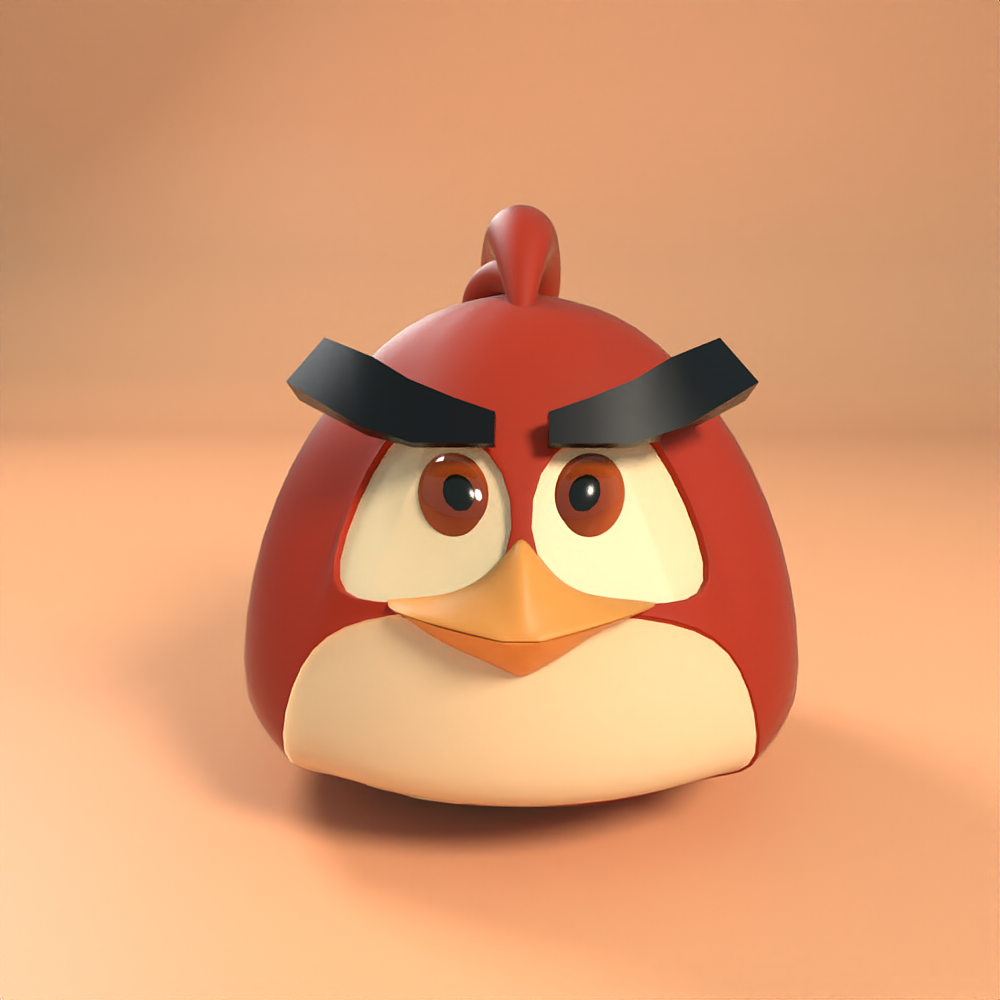 c4d  卡通形象建模 -愤怒的小鸟