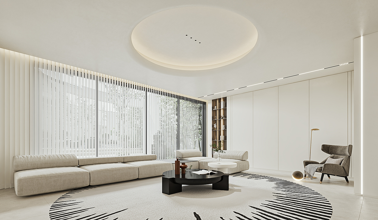 现代极简奶油跃层（图ZMzQ0NDIxNjI0） - 家装设计 - 站酷设计师A大连绘图员皓皓原创素材 - 站酷ZCOOL