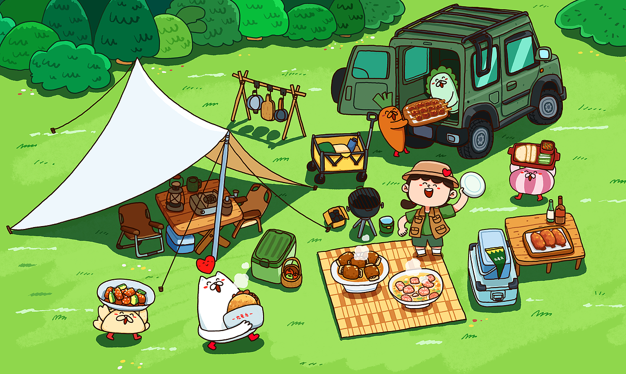 原创IP|原创插画|可爱IP延展之露营的故事（图ZMzQyMzg2Mjc2） - 商业插画 - 站酷设计师阿普食饭仙原创素材 - 站酷ZCOOL