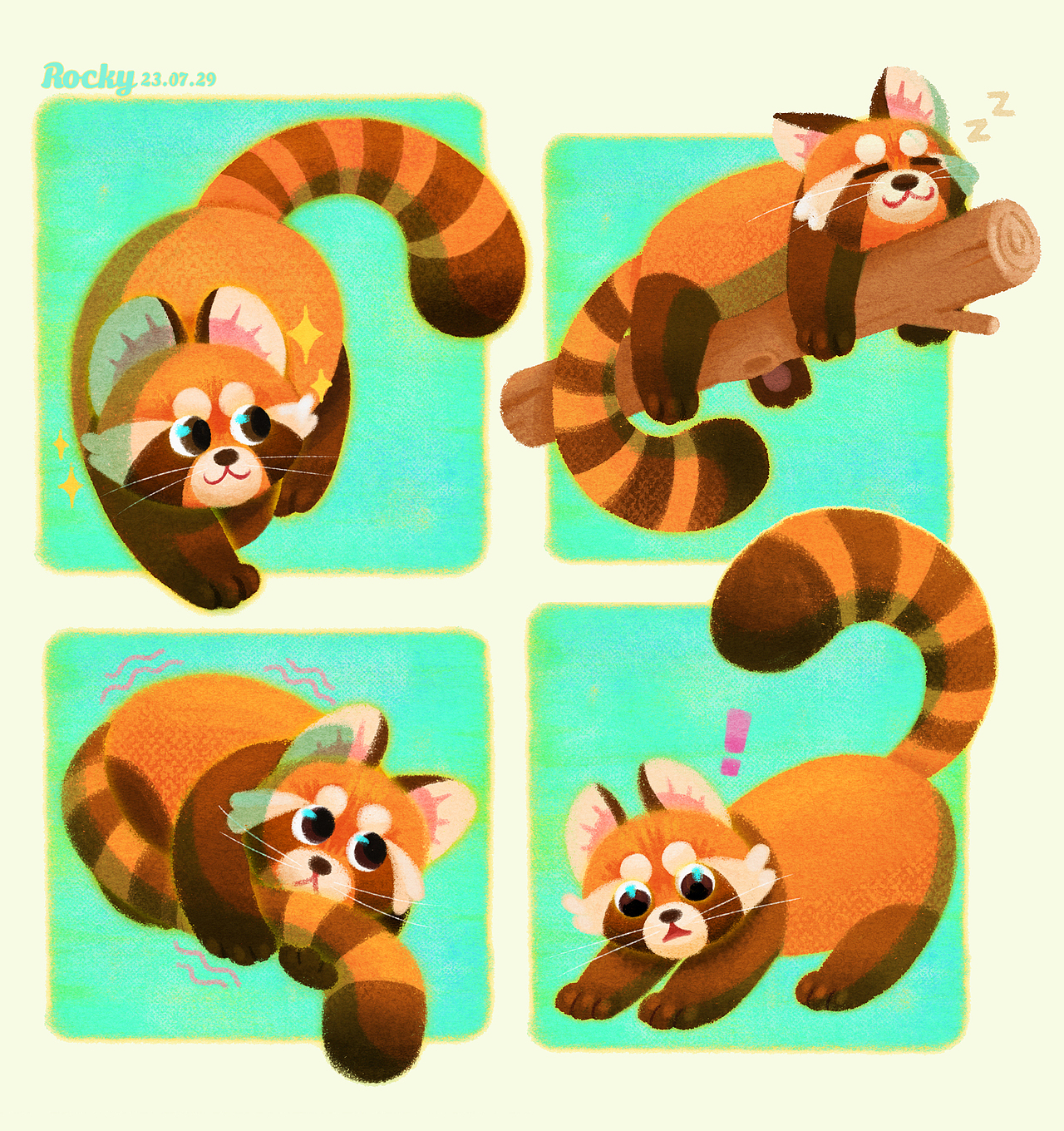 可爱小熊猫的4种状态