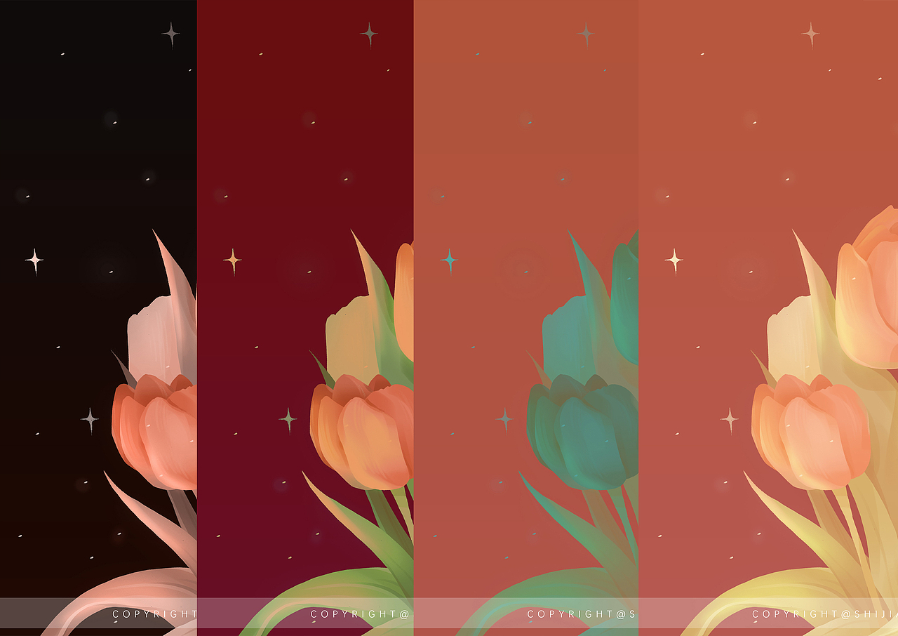 郁金香扁平装饰插画