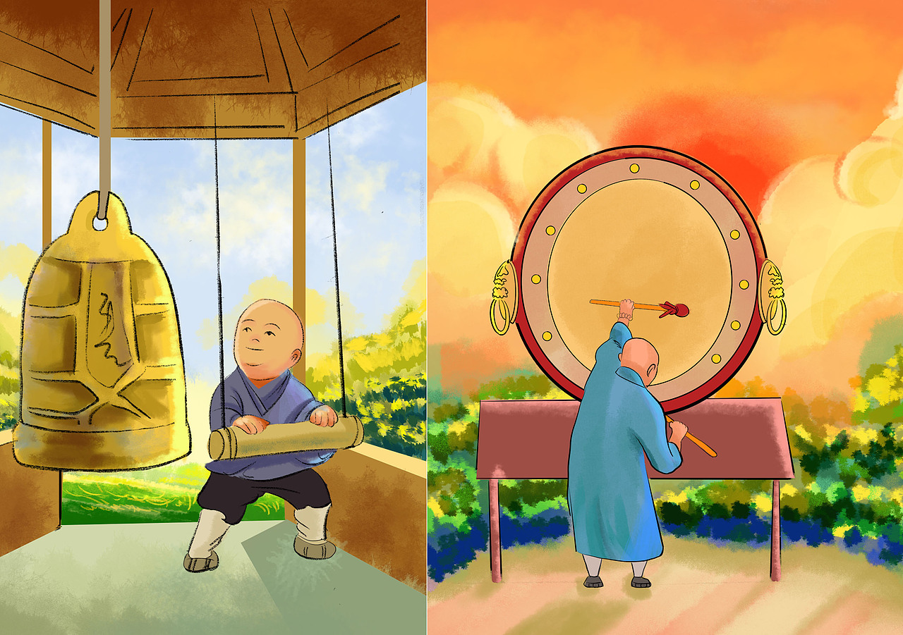 卡通国潮插画成语古诗