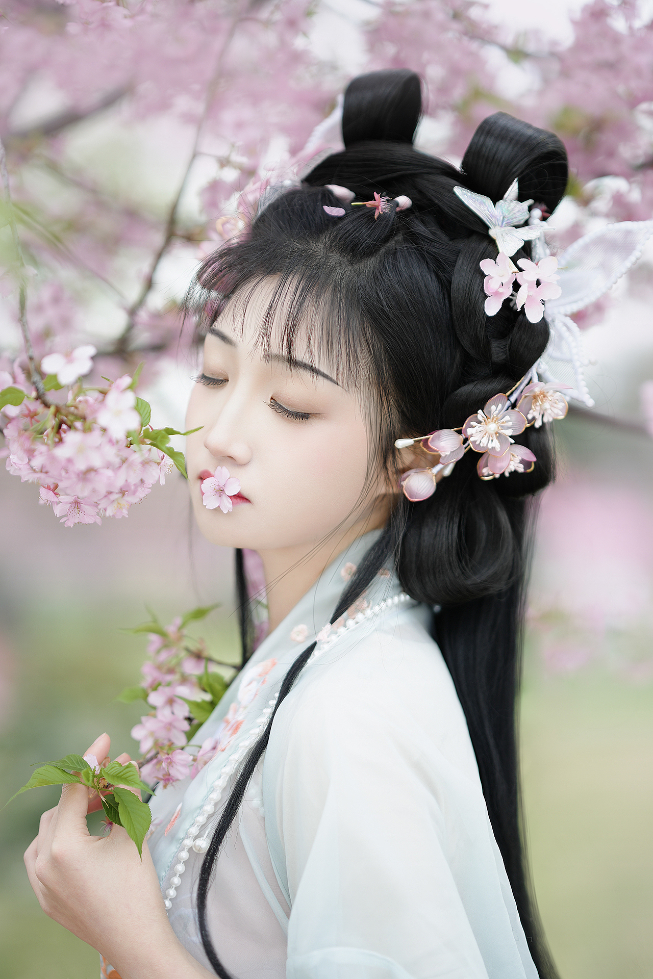 春日粉樱花 少女汉服写真（图ZMzMyMjg1NTUy） - 人像摄影 - 站酷设计师成都摄影安静原创素材 - 站酷ZCOOL