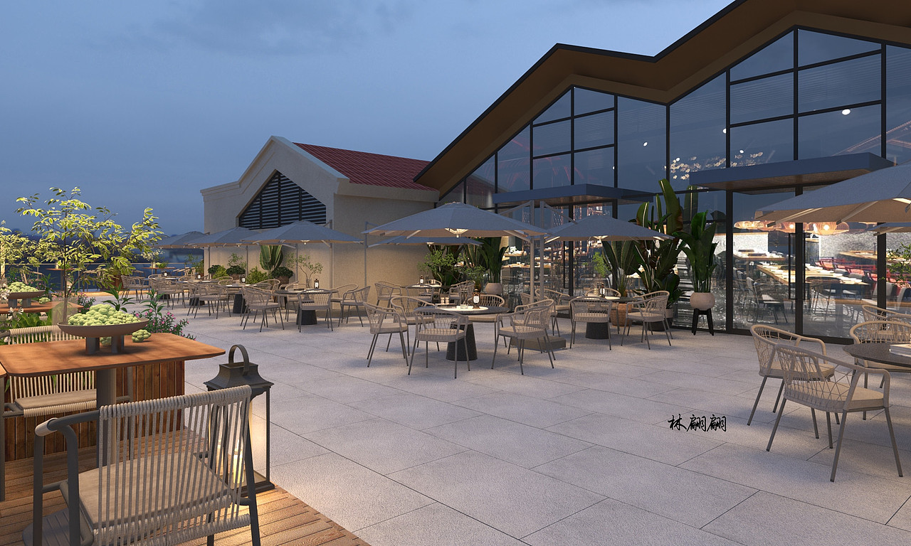 室外效果图|屋顶餐厅设计（图ZMzU0MDA2ODc2） - 建筑设计 - 站酷设计师林翩翩原创素材 - 站酷ZCOOL