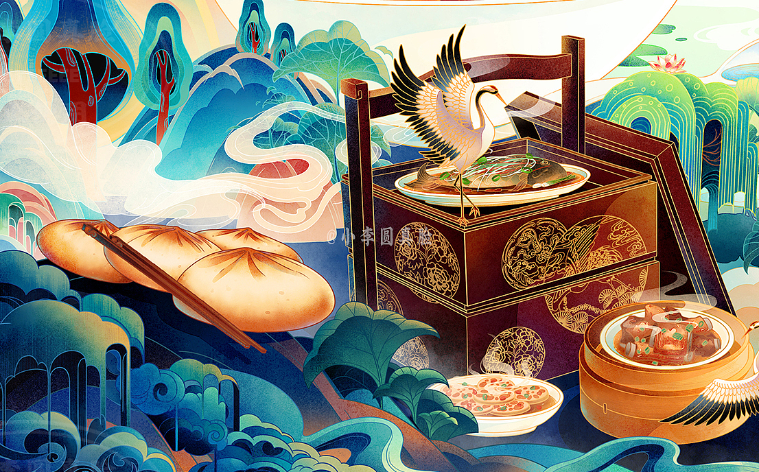 氛围国风插画-遇见蔡甸（图ZMzIzNzIzNjM2） - 商业插画 - 站酷设计师小李圆真脸原创素材 - 站酷ZCOOL