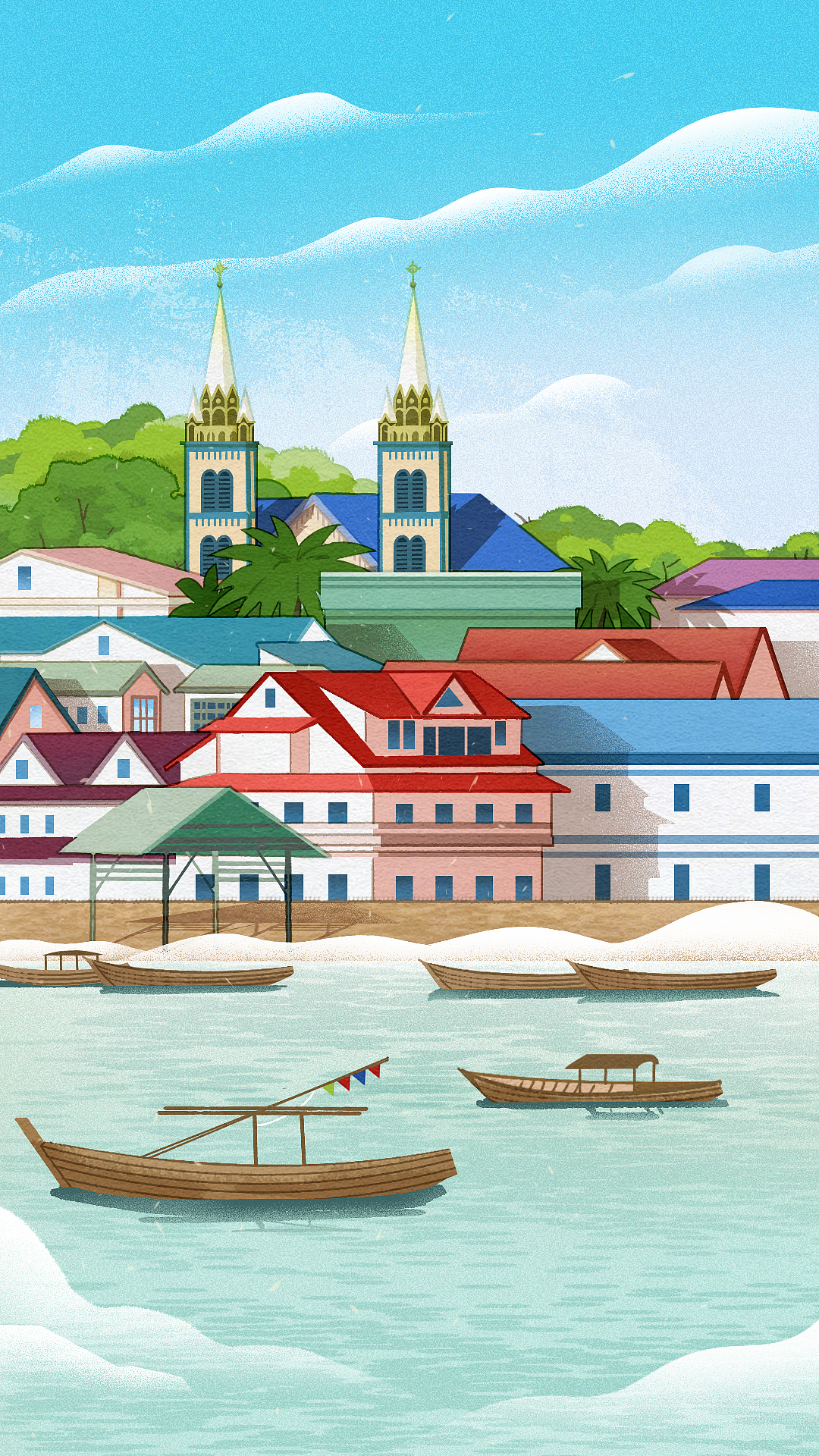 《云闪付送福气——点亮全球》地标卡插画（图ZMzI5MDY0NDk2） - 商业插画 - 站酷设计师厦门米力动漫原创素材 - 站酷ZCOOL