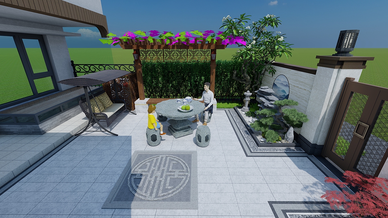 南京六十平新中式别墅庭院设计案例分享