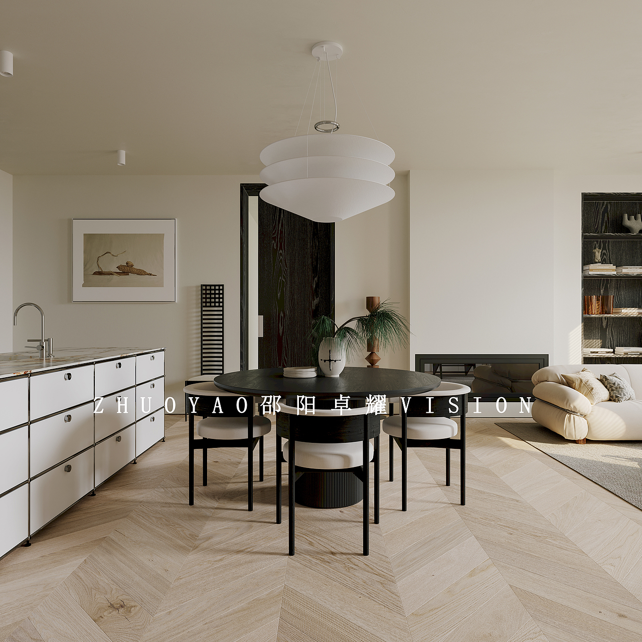 现代客厅餐厅（图ZMzE1MzE5MjEy） - 家装设计 - 站酷设计师星耀视觉效果图原创素材 - 站酷ZCOOL