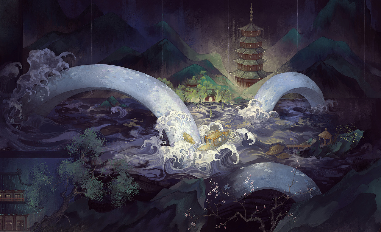 古風(fēng)商業(yè)插畫 | 西湖驚濤（圖ZMzU4OTQyMzQ0） - 商業(yè)插畫 - 站酷設(shè)計師點(diǎn)哥小竹林原創(chuàng)素材 - 站酷ZCOOL