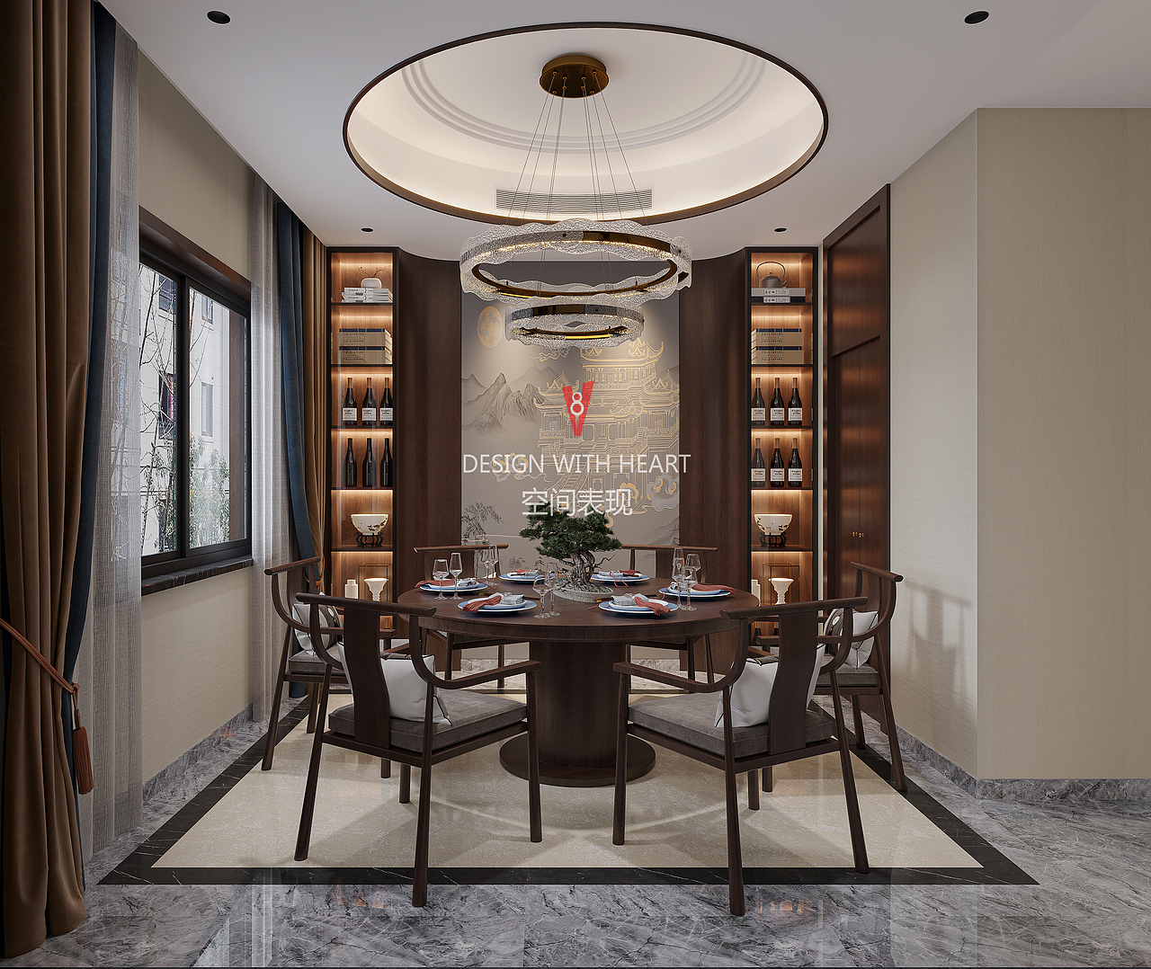 V8空间表现 | 中式公寓设计（图ZMzAzNjA5MDA0） - 家装设计 - 站酷设计师V8空间表现原创素材 - 站酷ZCOOL