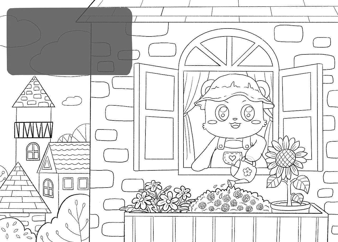 浇花的熊猫宝宝