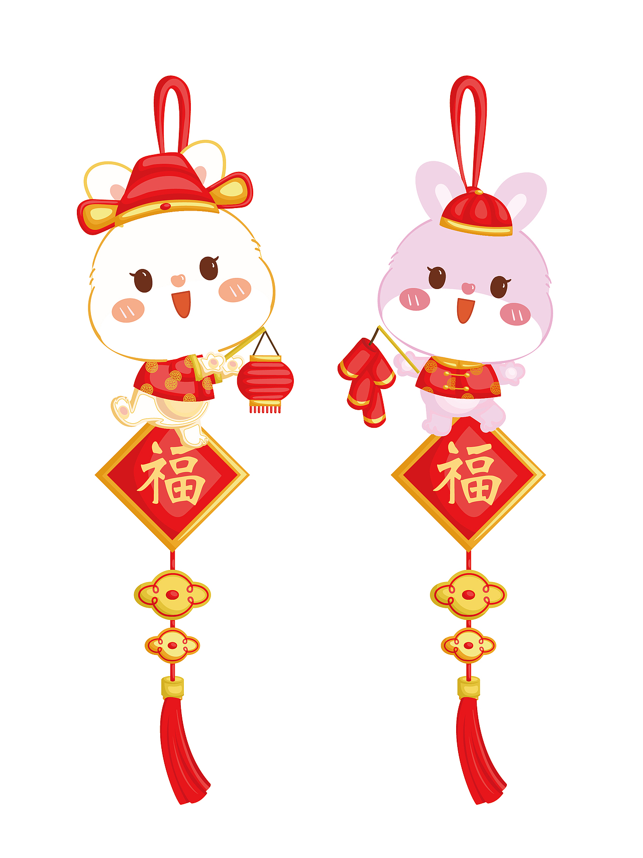 发财兔挂件新年兔年挂件设计插画卡通形象 可授权