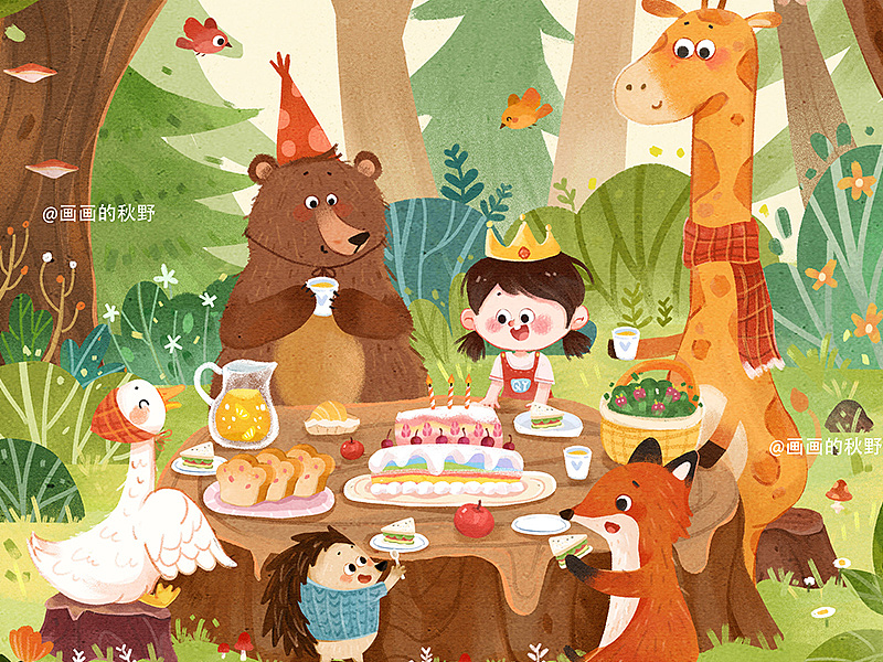 儿童插画_动物们的聚会（图ZMzI2NTE2MjY4） - 儿童插画 - 站酷设计师画画的秋野原创素材 - 站酷ZCOOL