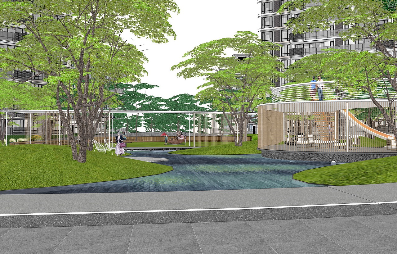 融创溪原森晓大区景观SU模型下载