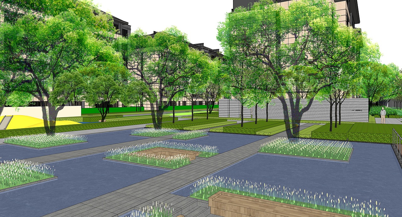 南京仁恒高淳大区景观su模型下载