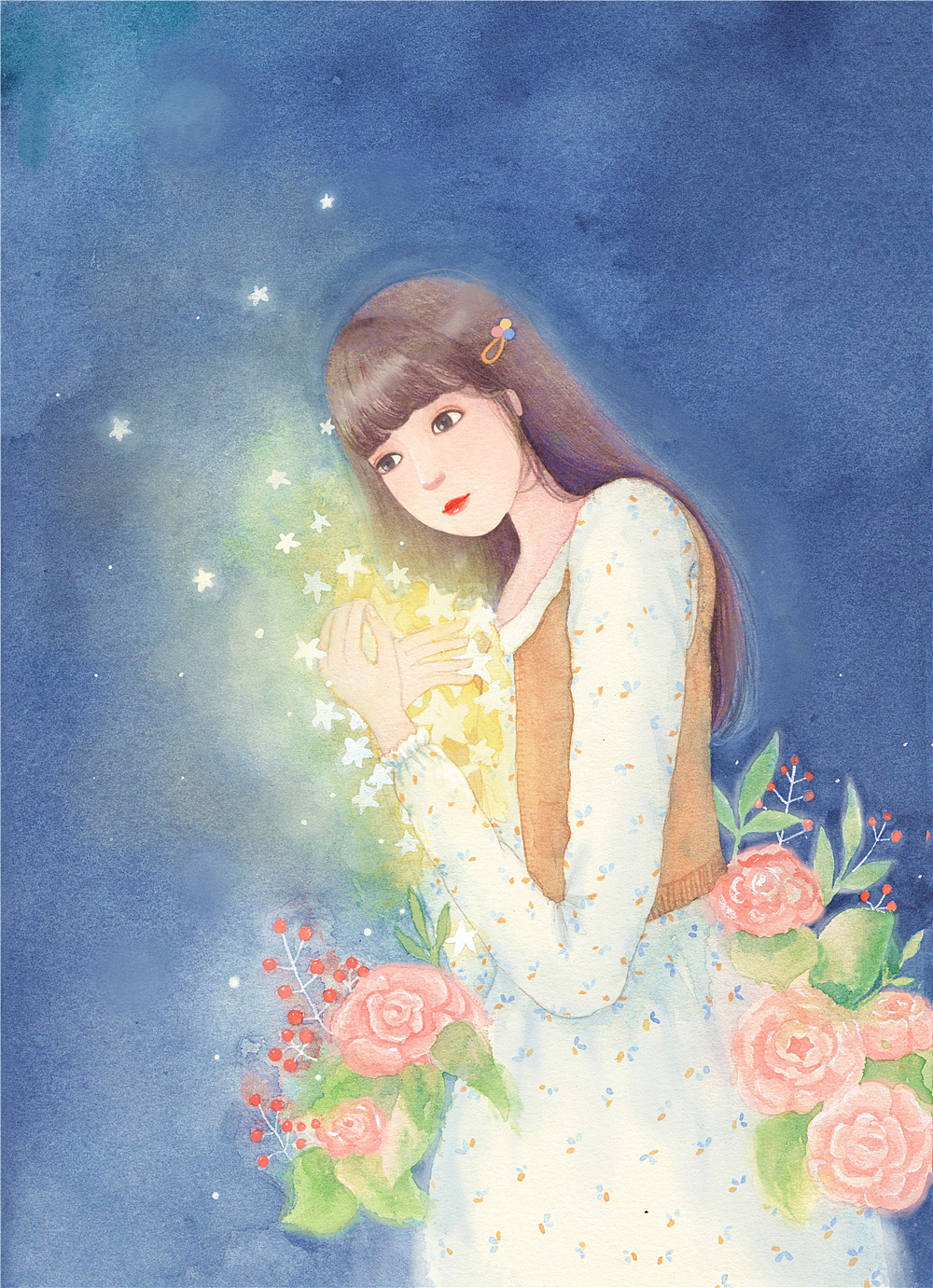 夜的星星，守望的眼睛（图ZMzE4NjYwOTI4） - 商业插画 - 站酷设计师雪熙snowie原创素材 - 站酷ZCOOL