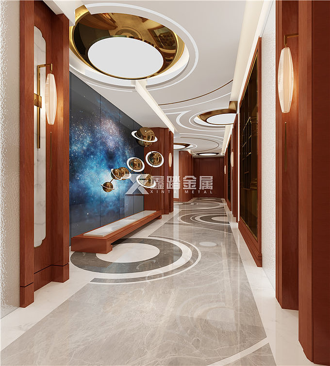 会议厅不锈钢圆形灯罩大堂金属天花吊顶装饰件