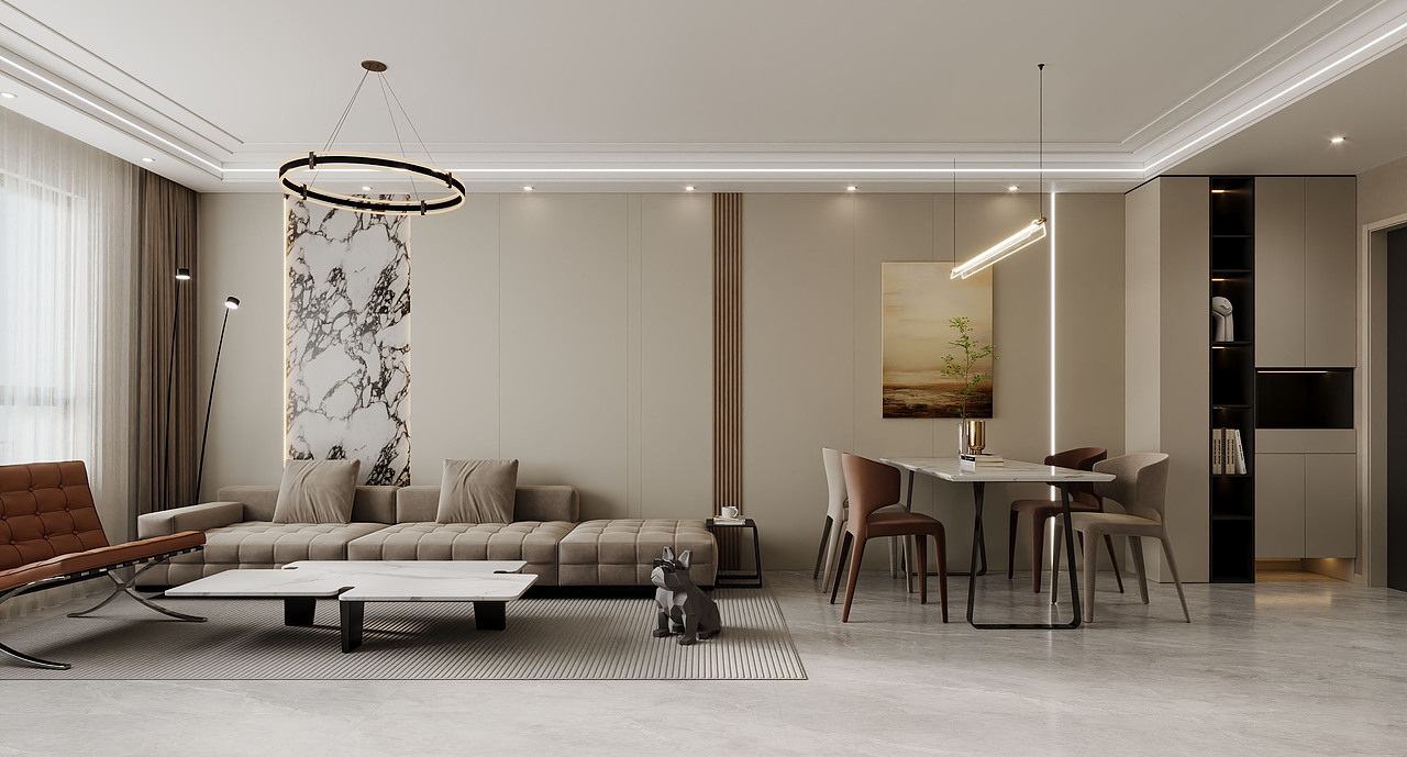 现代风格效果图,接酷家乐效果图代画