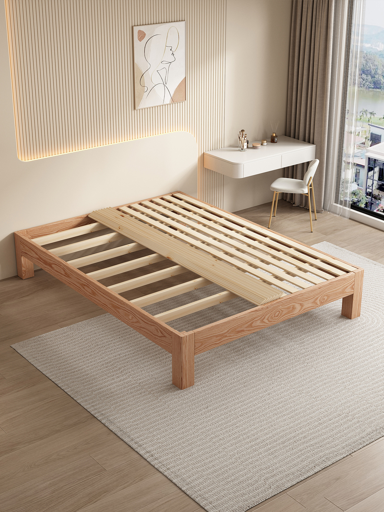 实木床(电商3D家具效果图)PS+3DMAX+Vray3.6