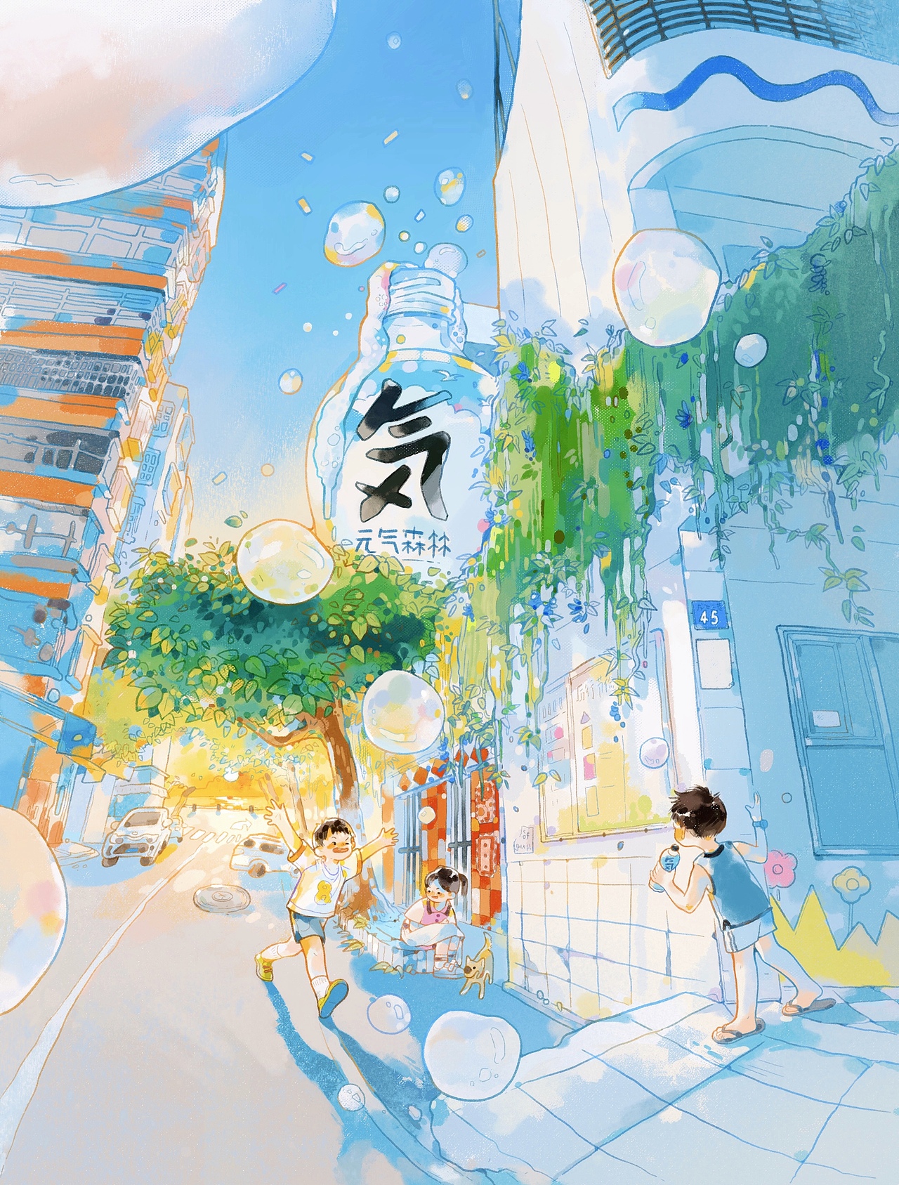 元气森林*噗嗤一下跳进元气夏天（图ZMzA0OTM3NTM2） - 商业插画 - 站酷设计师丸啤e原创素材 - 站酷ZCOOL