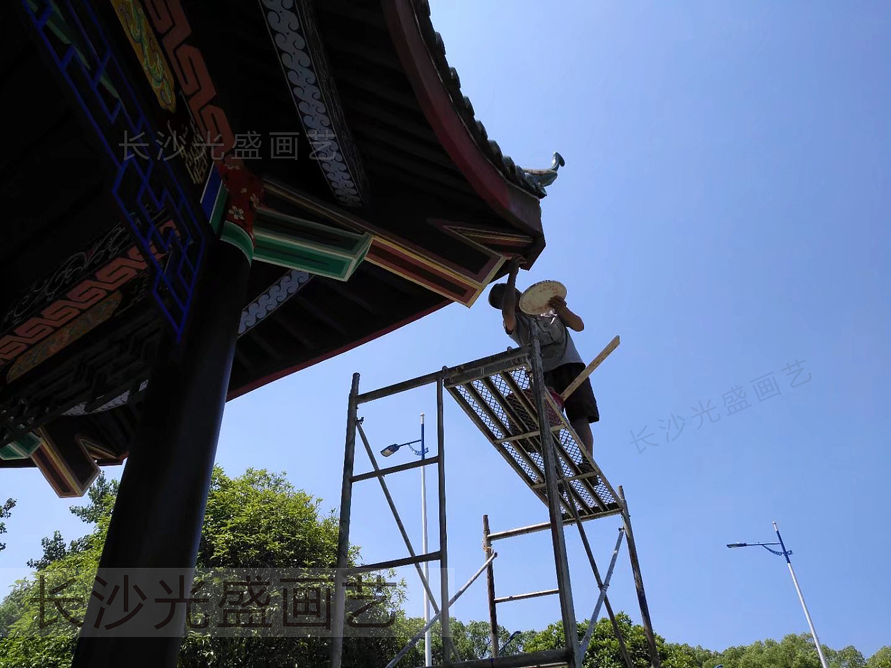 长沙墙绘 亭子彩绘 长沙古建筑彩绘翻新 光盛画艺（图ZMzQ2OTgxMDUy） - 绘画 - 站酷设计师彩绘贴金原创素材 - 站酷ZCOOL