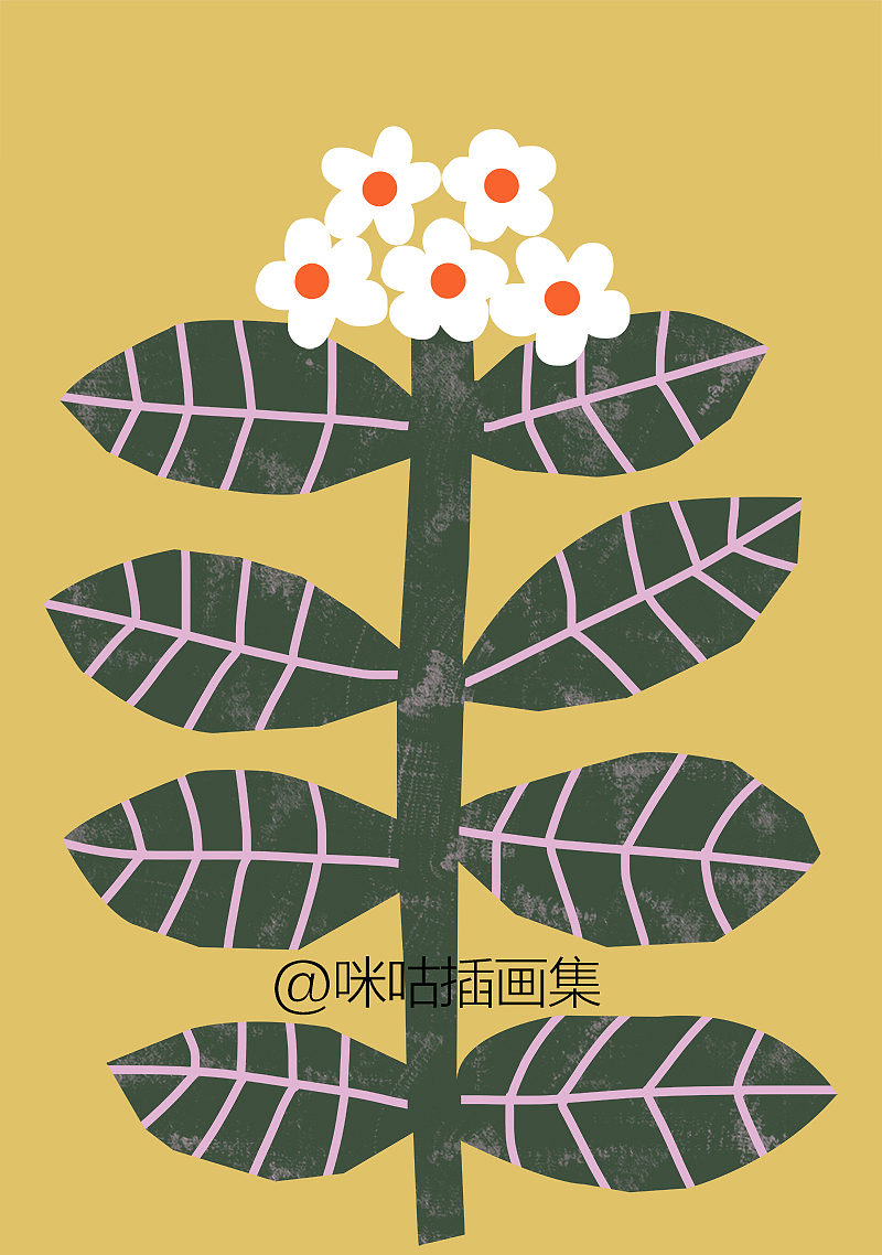 花卉插画设计 装饰画 花朵植物 绘画 拼贴风 简约扁平