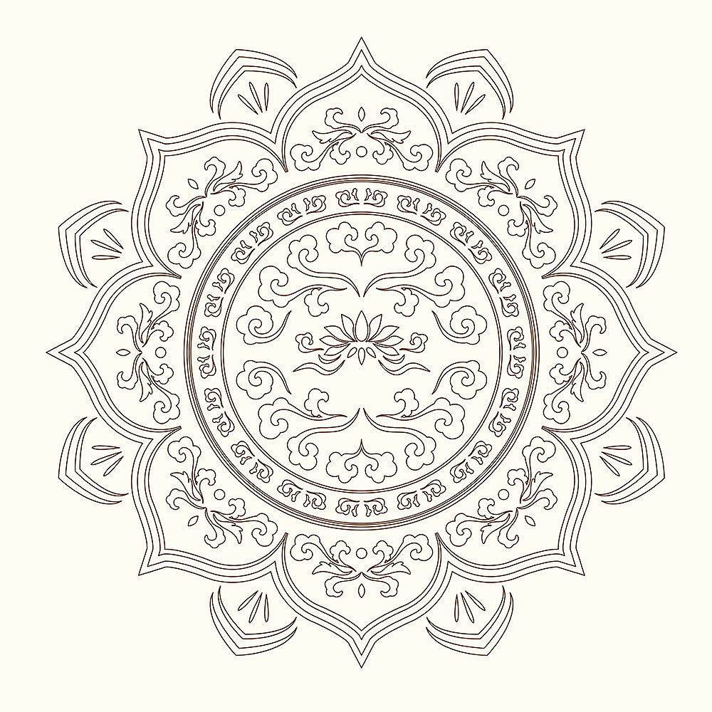 原创中式吉祥纹祥云莲花纹样