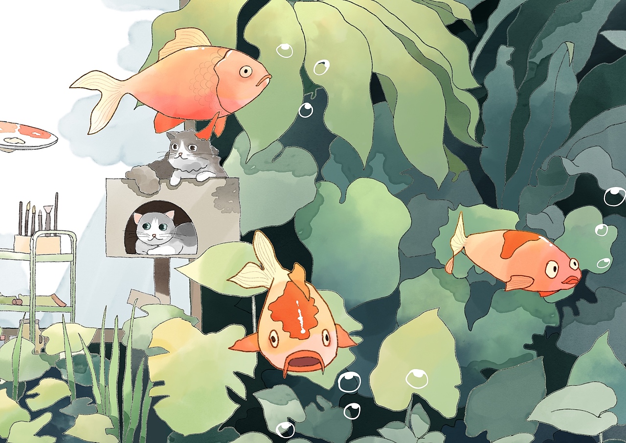 锦鲤女孩生日快乐（图ZMzU1OTQ4MjI4） - 艺术插画 - 站酷设计师豆芽爱大风原创素材 - 站酷ZCOOL