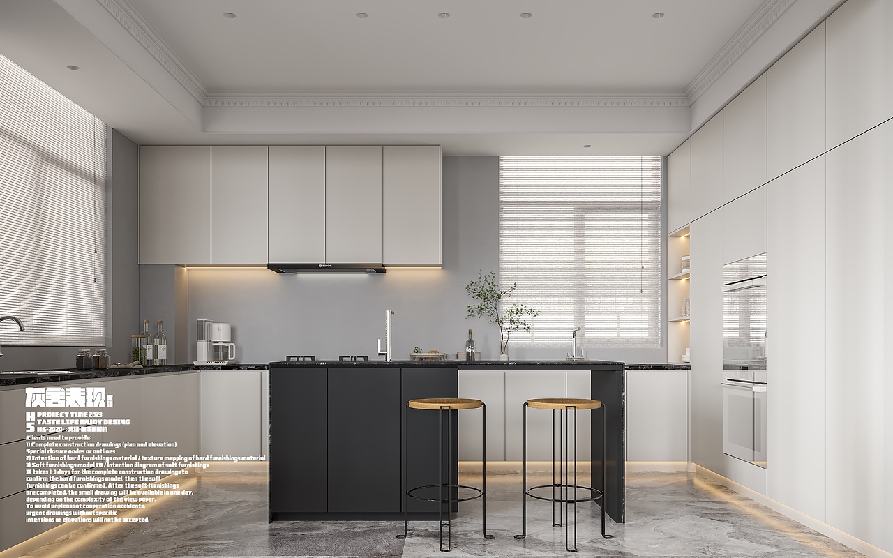 别墅一楼公区渲染作品