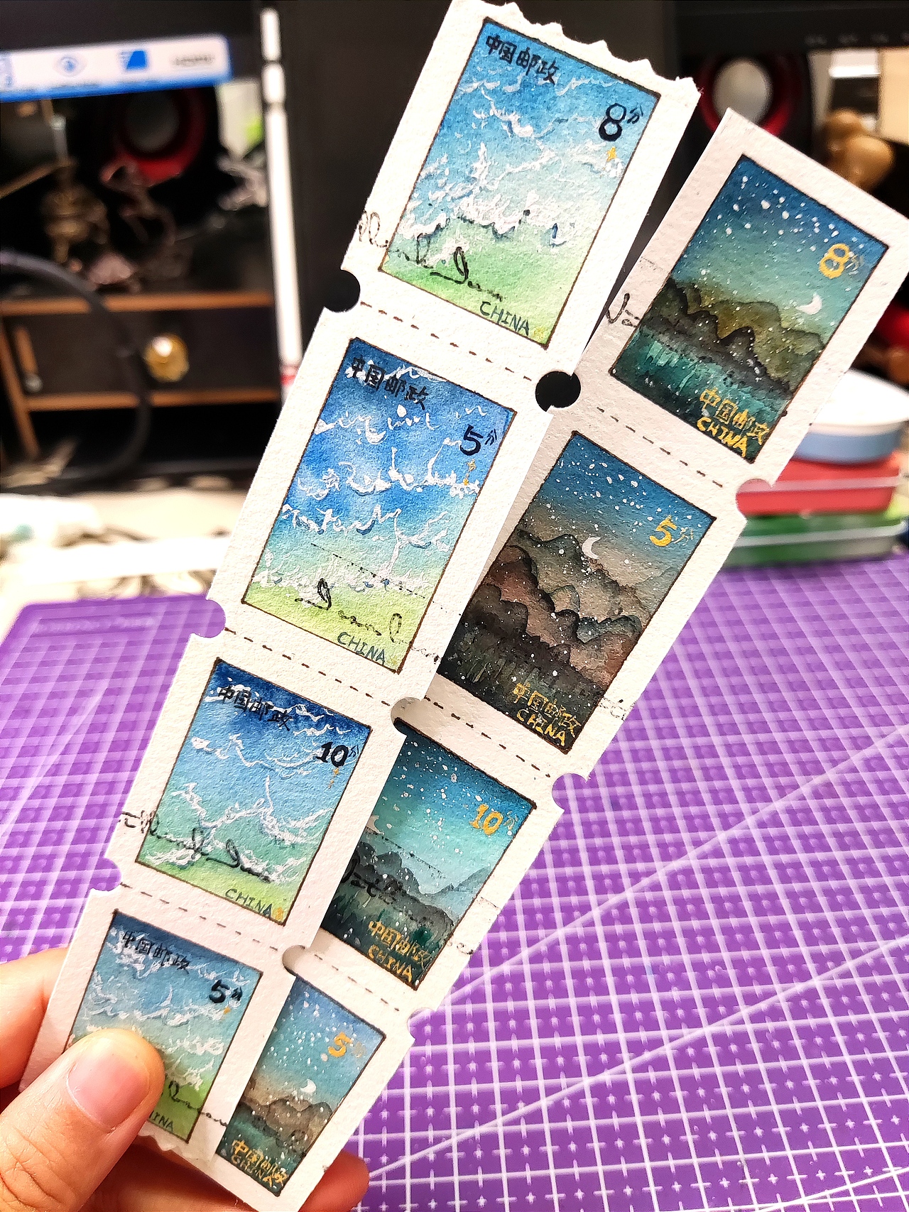 手绘水彩-邮票形式记录喜欢的画面-打卡Day 11（图ZMzIwNjk3NDI0） - 创作习作 - 站酷设计师吉恩手绘原创素材 - 站酷ZCOOL