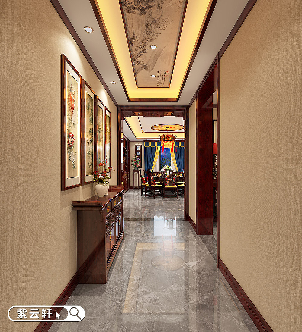 紫云轩中式别墅装修门厅