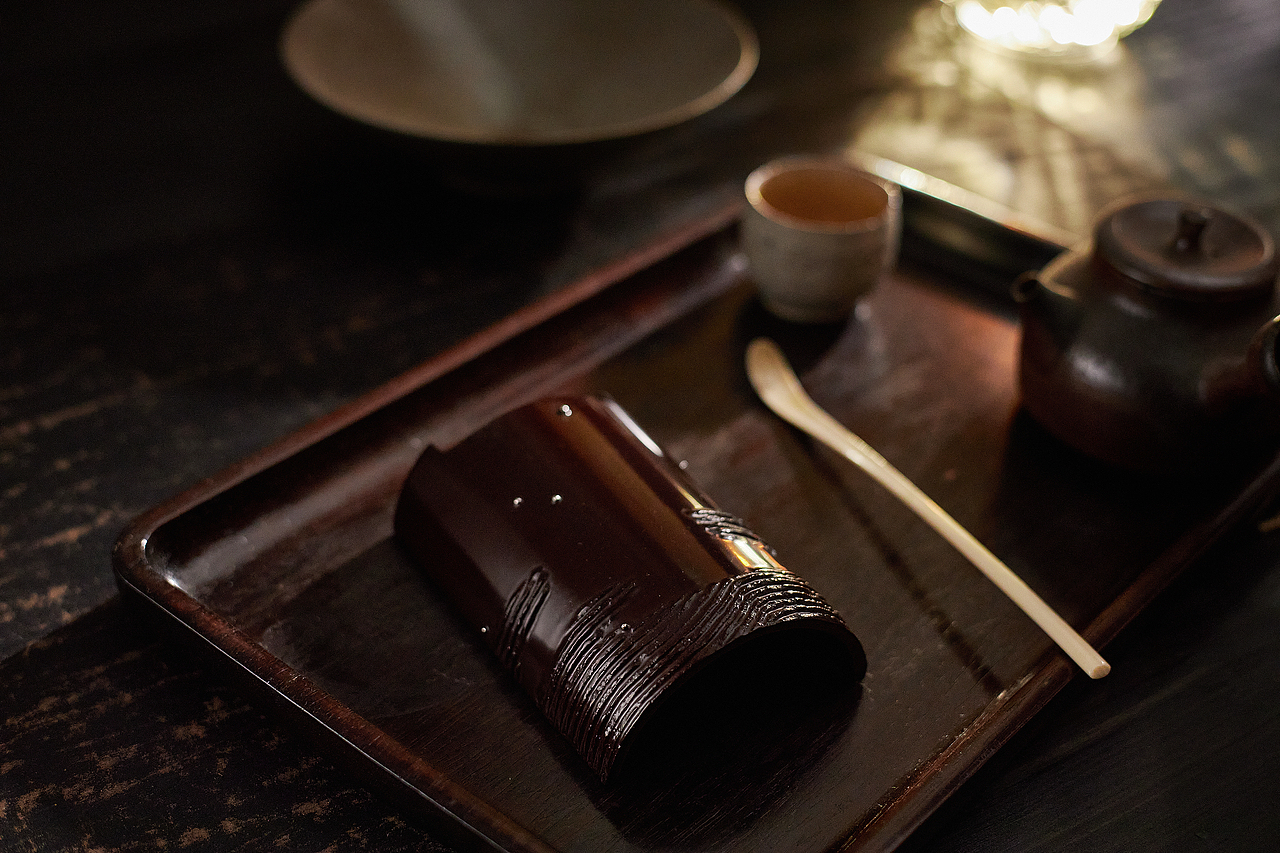 传统手工艺作品大漆茶则茶具摄影