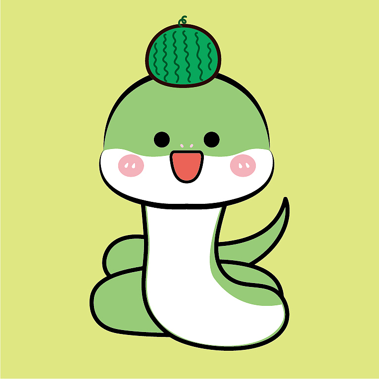 水果系列祝福蛇卡通可爱插画手绘图片素材头像