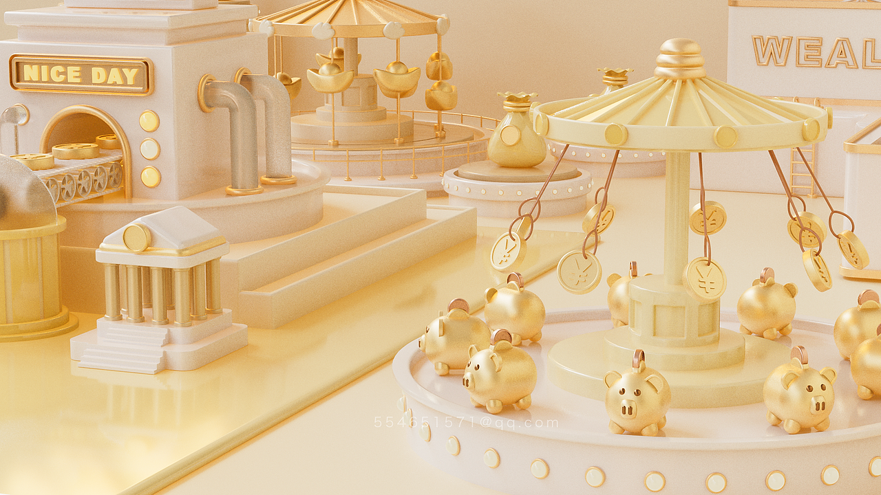 甜品游乐场【C4D作品集】（图ZMjk2NDkyMzUy） - 场景 - 站酷设计师西_面原创素材 - 站酷ZCOOL