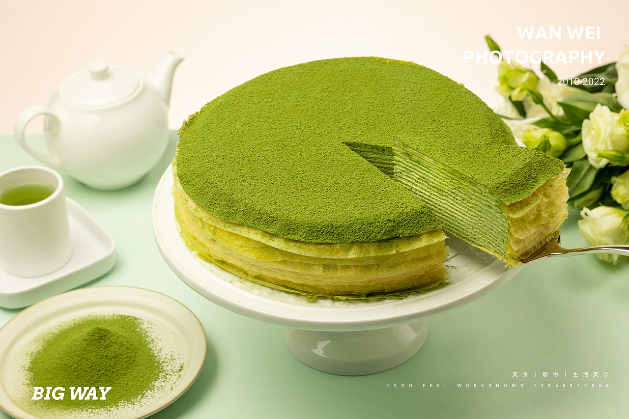 春季茶饮抹茶千层蛋糕拍摄|糖纸甜品×BIG WAY 玩味