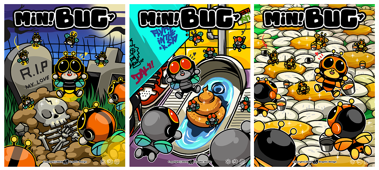 MiN!BUG 御三家（图ZMzM1NzQ4MjQ4） - 新锐潮流插画 - 站酷设计师大力工厂原创素材 - 站酷ZCOOL