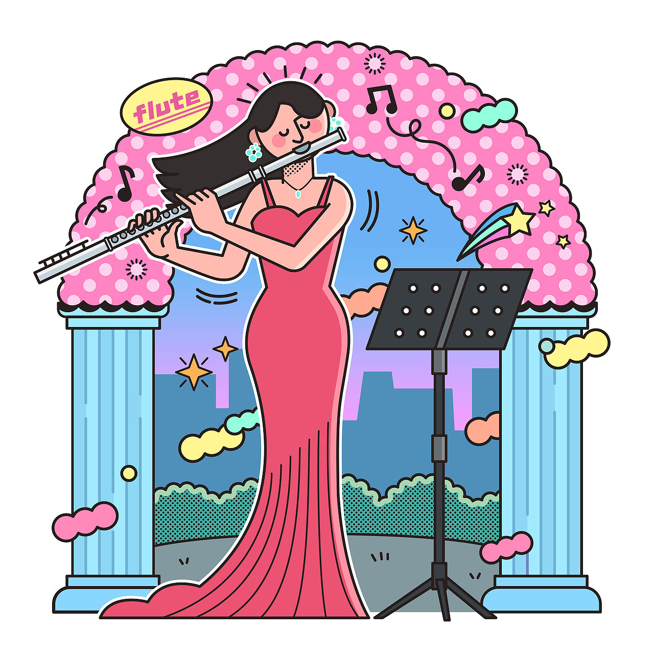 吹拉弹唱集合（图ZMzI3MjM2MTky） - 新锐潮流插画 - 站酷设计师瞳嘞个瞳原创素材 - 站酷ZCOOL