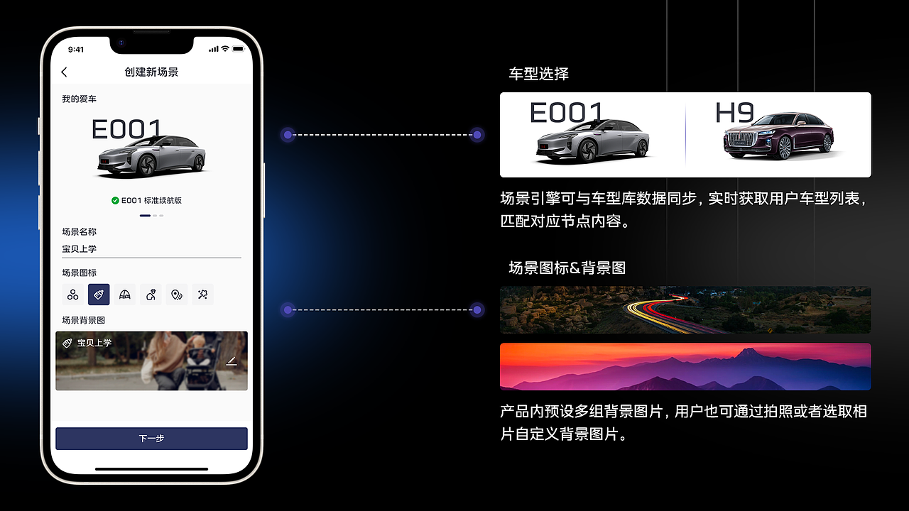 红旗E001场景引擎｜手机端设计