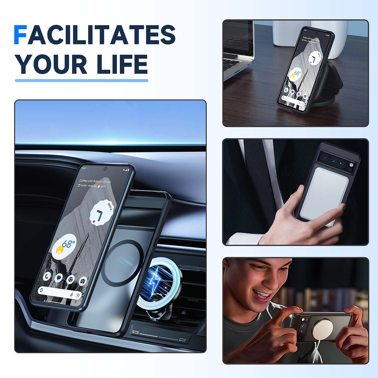 亚马逊产品排版渲染设计-Google 8 Pro磁吸壳