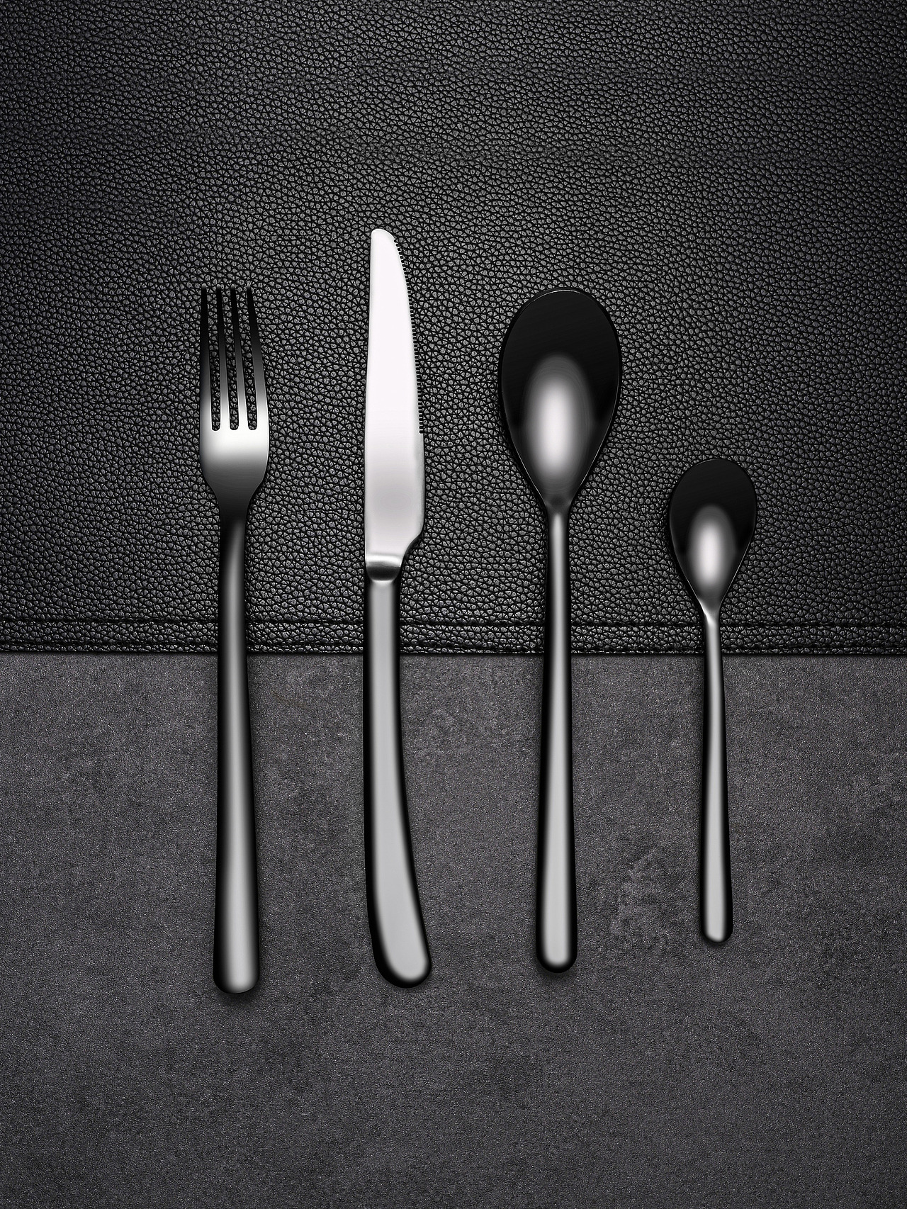 纯黑刀叉勺套装（图ZMzU1MzE2MjYw） - 产品摄影 - 站酷设计师尚好摄影工作室原创素材 - 站酷ZCOOL