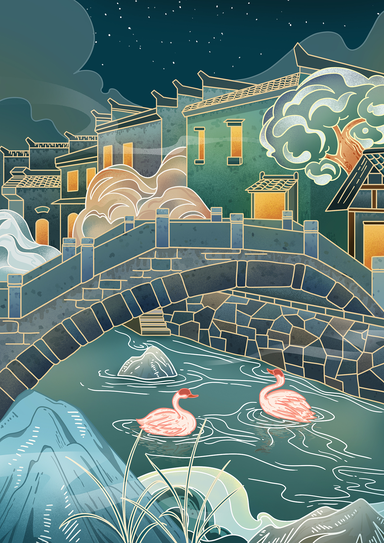 徽派建筑系列插画（图ZMzA4MjA1MDMy） - 创作习作 - 站酷设计师李慢慢_原创素材 - 站酷ZCOOL