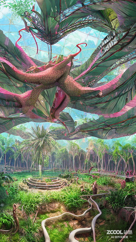 #AI创作实验室#【菠萝X火龙果】植物水晶楼房