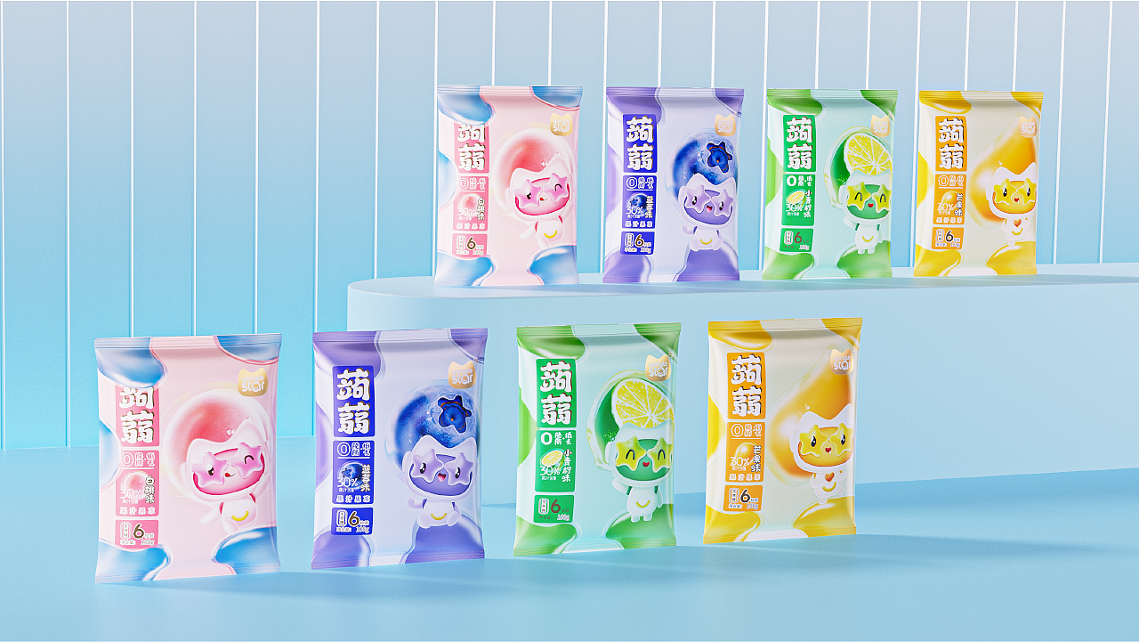 养乐星蒟蒻无糖果汁果冻品牌包装设计