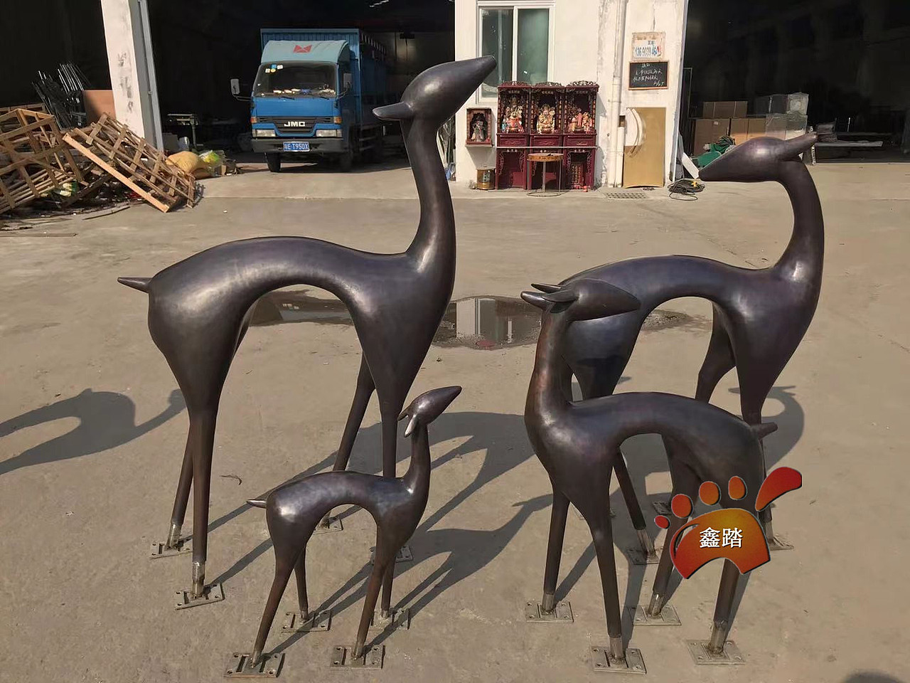 园艺景观不锈钢鹿群雕塑 不锈钢小鹿多样式