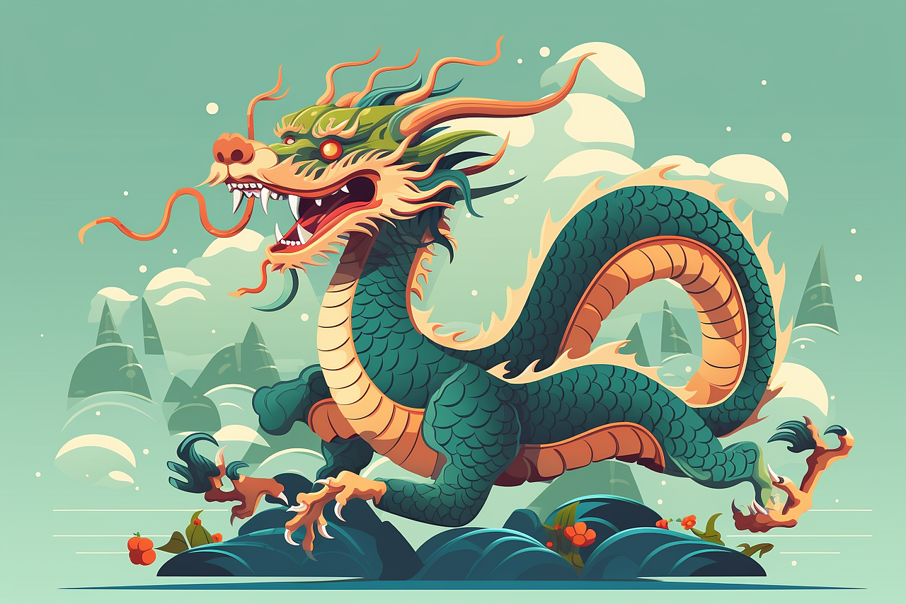 设图网|龙年国潮卡通形象ai插画