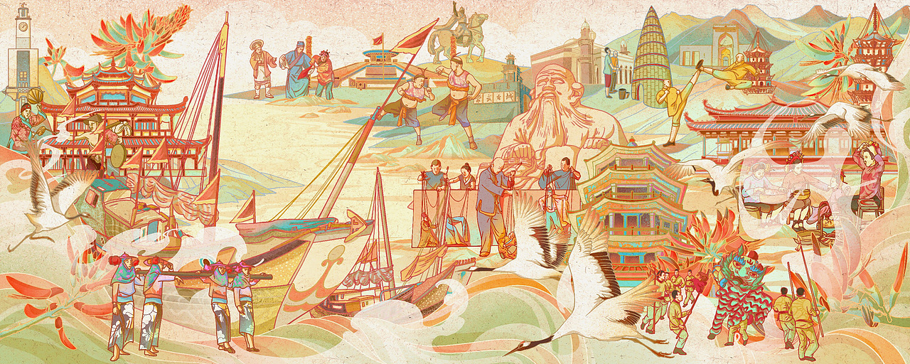 城市主题插画-泉州.鲤城万象