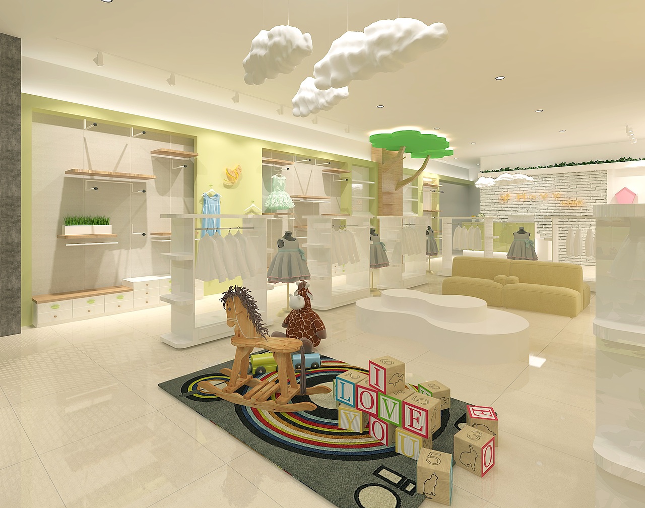 银川童装店装修设计效果图|银川装修公司
